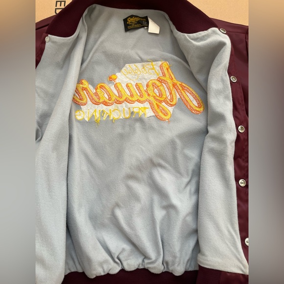 Vintage Swingster Trucker Maroon Snap Satin Chain Stitched Jacket Mens Large - Picture 6 of 14